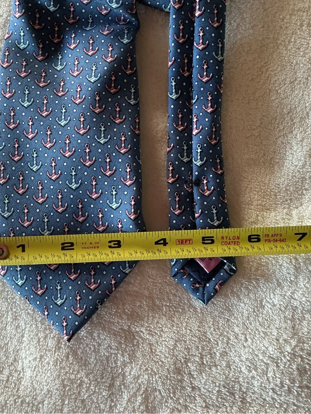 NWT VINEYARD VINES MENS 100% SILK TIE Navy ANCHOR CANDY CANE MADE IN USA. Preppy - Picture 7 of 8